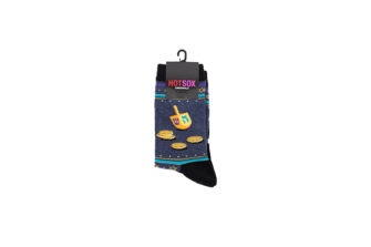 Women's Dreidel And Gelt Non Skid Sock By Hot Sox (Denim Heather)