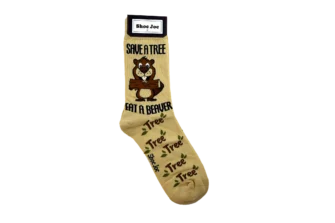 Alternative view of Men's Save a Tree Eat a Beaver sock by Shoc Joc